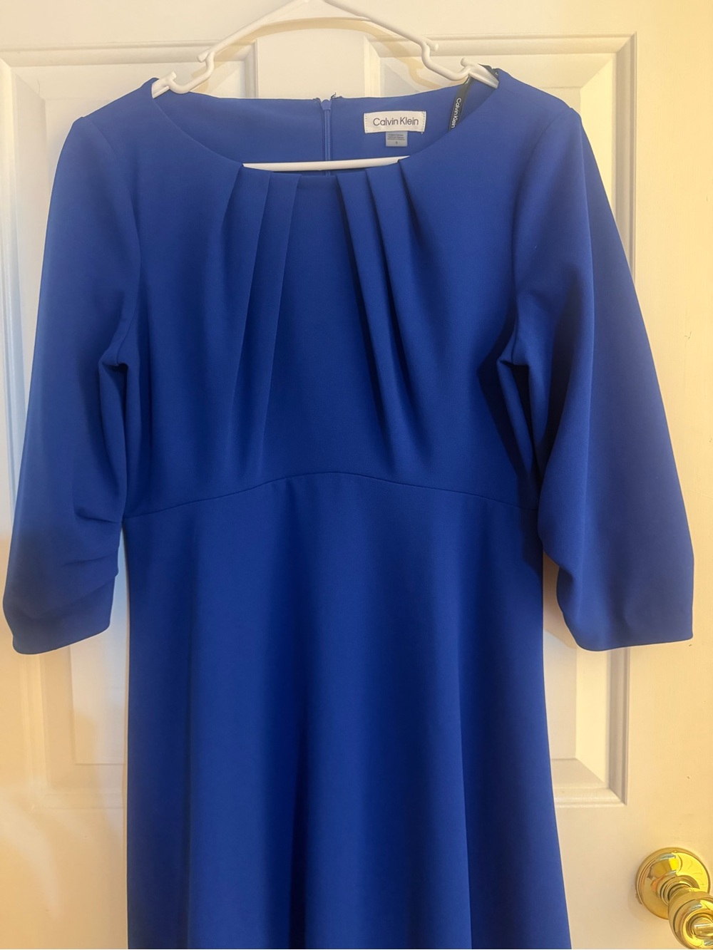 Calvin Klein Women's Cobalt Blue Pleated Sheath Dress